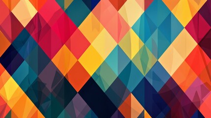 Vibrant geometric mosaic pattern with seamless retro shapes