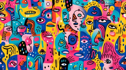 Colorful vector illustration of birds, flowers, and butterflies in seamless pattern for fun, happy party decoration