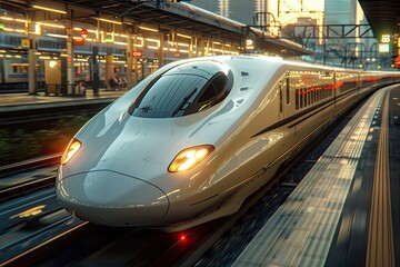 Fototapeta premium High-speed bullet train powered by AI
