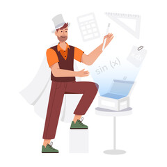 A flat style illustration of math practice 

