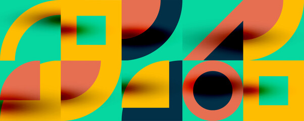 Obraz premium Neo memphis geometric pattern with circles, squares. Pop art abstract background for covers, banners, flyers and posters and other templates