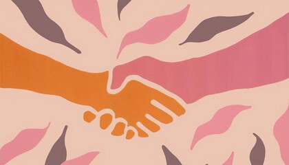 Naklejka premium Hand shaking in a pop art style, vibrant colors