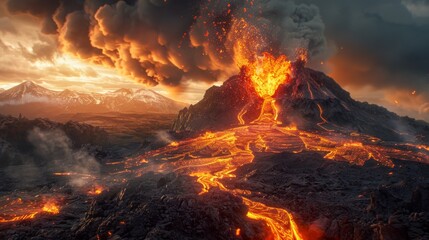 Eerie Volcanic Terrain: Barren Landscape of Hardened Lava Rocks and Ash Deposits under Natural Light