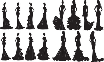 Fototapeta premium Evening Grown Shadowy Silhouette Vector Art Pack