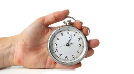 Hand Holding a Stopwatch: A hand holding a stopwatch, ready to start timing an event.
