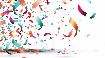 Obraz premium A vibrant confetti explosion fills the space with color, creating a joyful and festive abstract scene against a clean backdrop.