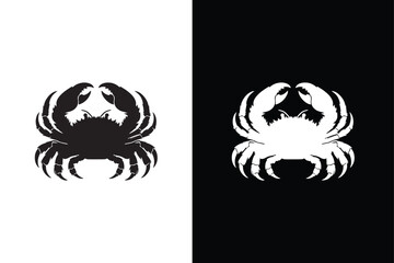 Crab icon silhouette vector illustration. Seafood icon, Beaches and Sea Life related vector icon silhouette black white background.