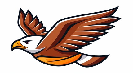 Obraz premium Majestic eagle soaring high, wings spread wide, showcasing power and freedom against a clean white canvas.