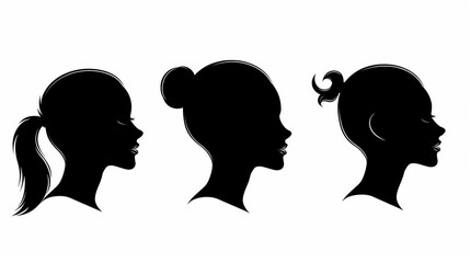 Elegant profile silhouettes showcase diverse faces in a stunning vector design on a clean white backdrop. Perfect for art lovers