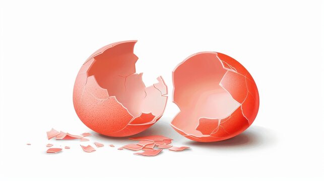 A vibrant sketch of a cracked eggshell, featuring intricate details and colors on a clean white background.