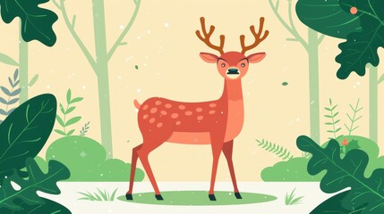 Adorn your winter collection with a charming deer illustration perfect for festive greeting cards celebrating the season.