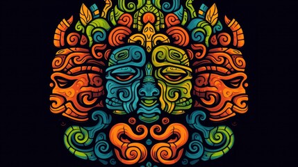 Intriguing artwork featuring a surreal psychedelic face with a radiating third eye and symmetrical line art.