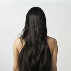 Naklejka premium Beautiful asian woman with long straight black hair studio shot 