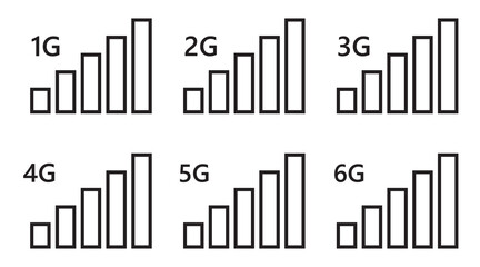 Phone signal WIFI and battery icons. mobile interface top bar icon set for network signals and telephone charge levels status