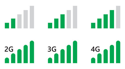 Cellular signal level mobile network strength icon set vector.