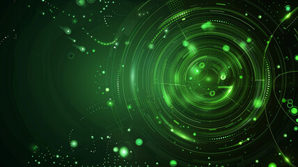 Obraz premium Futuristic Green Technology Background with Circular Digital Elements 