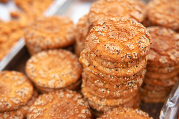 Delicious small sweets peach biscuits