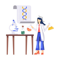 A flat style illustration of laboratory scientist

