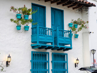 Doradal colombian santorini pictoresque village white and blue house greek greece style in Colombia © Izanbar photos