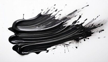Abstract black in splash, paint, brush strokes, stain grunge isolated on white background. Generated image