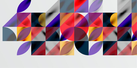 Triangles, round triangles and circles techno art. Vector Illustration For Wallpaper, Banner, Background, Card, Book Illustration, landing page