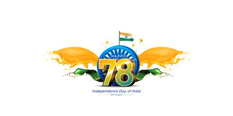 Vector poster banner for 78th Independence Day of india. Freedom celebration.
