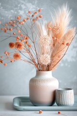 Dried Flowers in a Vase on a Table