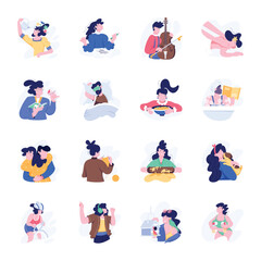 Collection of Relaxing Therapy Flat Illustrations 

