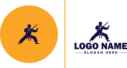 Martial arts school icon Dojo Martial arts academy Karate school flat logo sign symbol editable vector