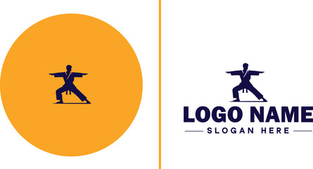 Martial arts school icon Dojo Martial arts academy Karate school flat logo sign symbol editable vector