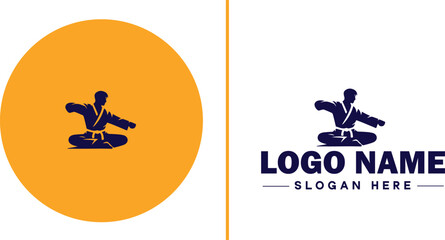 Martial arts school icon Dojo Martial arts academy Karate school flat logo sign symbol editable vector