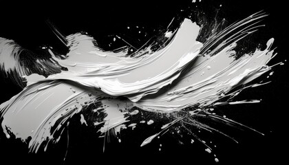 Abstract black in splash, paint, brush strokes, stain grunge isolated on white background. Generated image