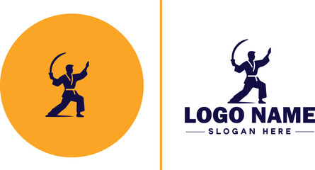 Martial arts school icon Dojo Martial arts academy Karate school flat logo sign symbol editable vector