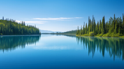 Obraz premium lake in the forest and blue sky