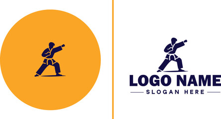 Martial arts school icon Dojo Martial arts academy Karate school flat logo sign symbol editable vector