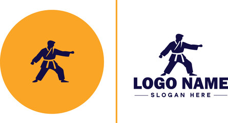 Martial arts school icon Dojo Martial arts academy Karate school flat logo sign symbol editable vector