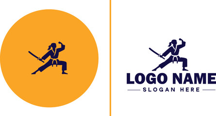 Martial arts school icon Dojo Martial arts academy Karate school flat logo sign symbol editable vector