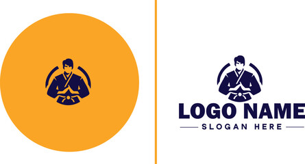 Martial arts school icon Dojo Martial arts academy Karate school flat logo sign symbol editable vector