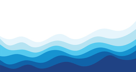 Sea waves. Blue river ocean wave layer vector background illustration