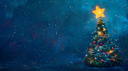 Christmas card design with christmas tree, generated ai