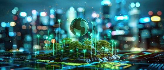 Fototapeta premium Corporate report highlighting ESG metrics within the green energy industry, highlighting sustainable business practices.