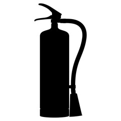 Set of extinguishers icon isolated on white background. Different types of handle extinguishers, water, carbon dioxide, foam, powder and wet chemicals. Silhouette icons, vector illustration.