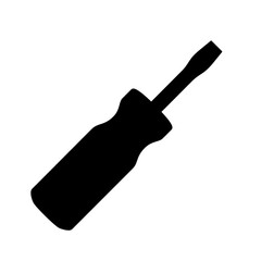 Set of screwdrivers isolated on transparent background. Flat head and Phillips, long and short screwdrivers. Tool for Home Repairs and Mechanical Work. Black silhouette icons, vector illustration.