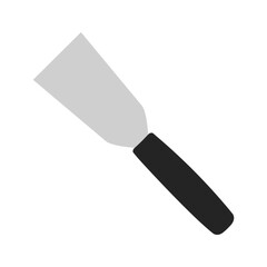 Set of spatula, isolated on a white background. Plaster spatula. Putty Knife. Construction tool. Spackling instrument. Spatula for finishing work. Silhouette black icons, vector illustration.