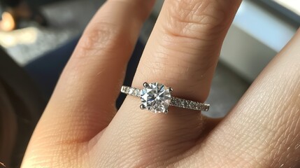 Elegant Engagement Ring: Classic Design with Sparkling Diamond Centerstone. A Timeless Symbol of Love and Commitment.