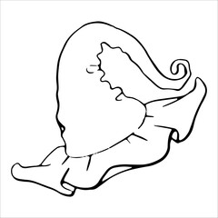 Witch hat Halloween contour doodle. Party line magic hats, horror wizard headdress celebrate element. Scary cap with buckle. Design symbol costume element Halloween. Isolated vector illustration.