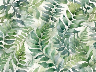 Create a pattern with pastel green watercolor fern fronds, capturing the freshness of spring.


