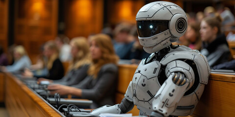 Fototapeta premium The concept of learning and interaction with artificial intelligence