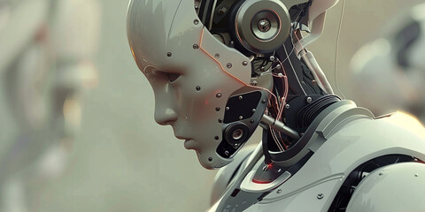 Fototapeta premium The concept of learning and interaction with artificial intelligence