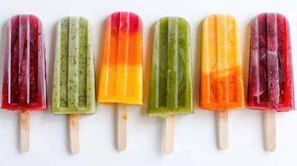 cool fruit popsicle on a white background , Cooling food, Generative AI